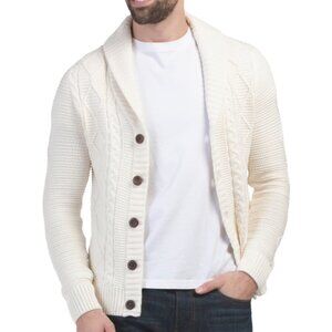 NEW RORIE WHELAN Cardigan Sweater With Cable Knit Details cream FOR MEN 367TN